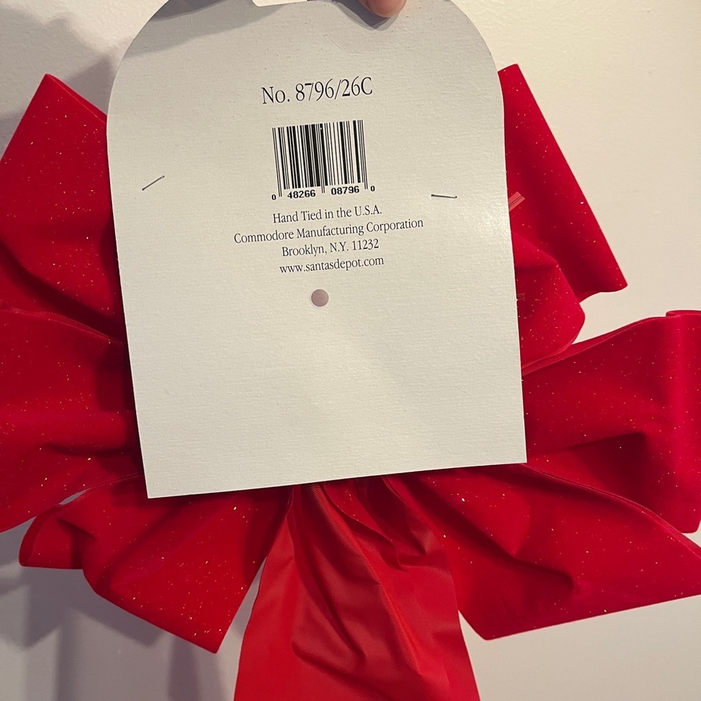Vintage Red Giant Glittery Velvet Bows (Set of 7) - Picture 4 of 4